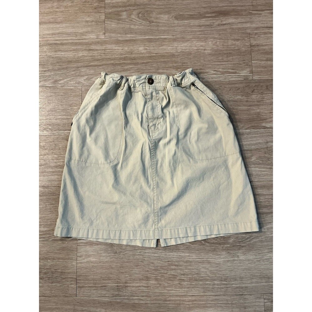 Eddie Bauer Women Beige A-Line Stretch Twill Knee Skirt Size 14 NWOT 0111